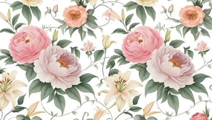  Elegant floral pattern illustration art.