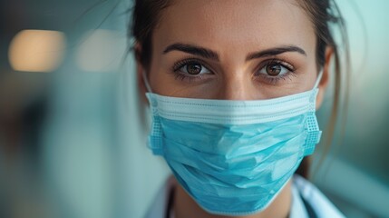 Poster - The woman in a medical mask