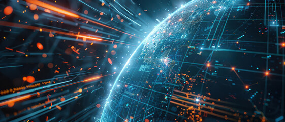 A scifi background with a technical globe rendering
