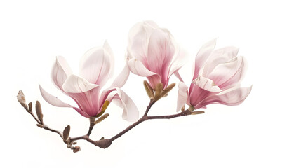 Poster - magnolia flower spring branch isolated on white background : Generative AI