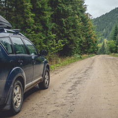 Wall Mural - car for traveling with a mountain road