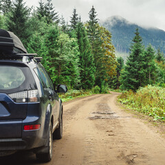 Wall Mural - car for traveling with a mountain road