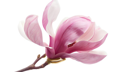 Poster - Pink magnolia flower isolated on white background with full depth of field : Generative AI