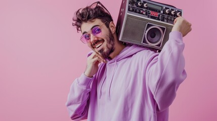 Wall Mural - The man with boombox