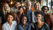 © Mikhail - A group portrait of diverse and multiracial business team posing together in a modern office, showcasing unity and collaboration