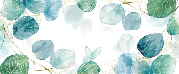 Wall Mural - Close up of tropical leaves painting on white background