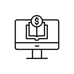 Poster - Online bookstore outline icons, minimalist vector illustration ,simple transparent graphic element .Isolated on white background