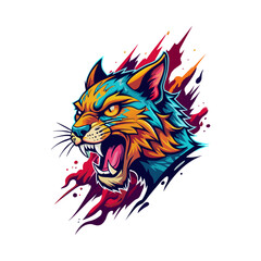  Illustration of a phanter head with colorful water splash effect