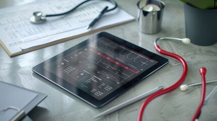 Poster - The medical tablet and stethoscope