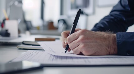 Wall Mural - The hand signing a document