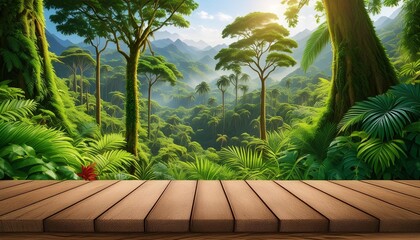 Poster - immerse yourself in the lush setting of a jungle or rainforest complete with a vibrant tropical forest as a backdrop in a 2d game interface featuring a captivating parallax effect behold a p