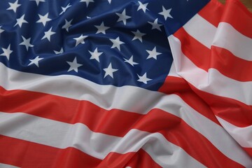 Flag of USA as background, closeup view