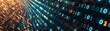 © Nima - Digital Code Abstract with 0 and 1 Numbers - An abstract background with glowing binary code. The focus is on the 0s and 1s, set against a dark background and light streaks.