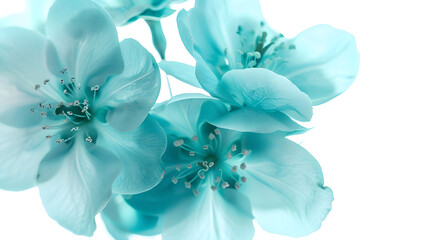 Aufkleber - Turquoise spring flowers on white isolated background with a clipping path Closeup For design Nature : Generative AI