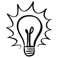 doodle sketch style of hand drawn light bulb icon vector illustration for concept design.