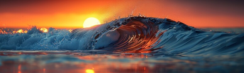 Sticker - Sunset Wave with Golden Reflections