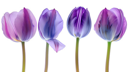 Poster - Bluepurple  tulips  Flowers on a white isolated background with clipping path  For design  Closeup  Nature : Generative AI