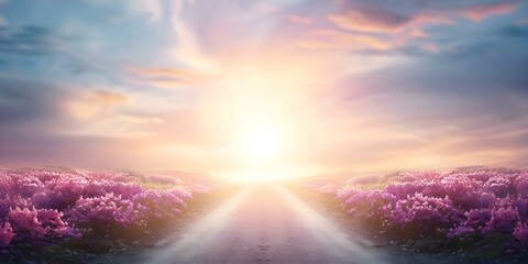 Wall Mural - Path to Heaven A Symbol of Salvation and Divine Paradise in Stock Photo. Concept Heavenly Path, Divine Paradise, Salvation Symbol, Stock Photo, Religious Concept