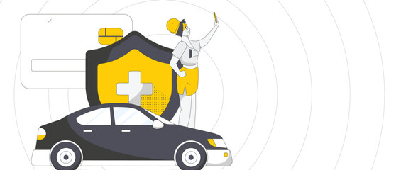  Buy insurance for car flat character vector concept operation illustration
