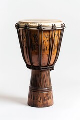 Carved Wooden Djembe Drum With Leather Head and Rope Tuners