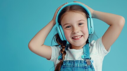 Canvas Print - The girl in blue headphones