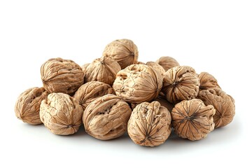 Wall Mural - A pile of walnuts on a white surface