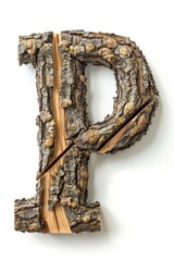 Wall Mural - Whimsical Wooden Letter P Isolated on White Generative AI