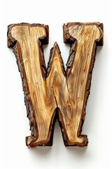 Wall Mural - Whimsical Wooden Letter W on White Background for Design Inspiration Generative AI