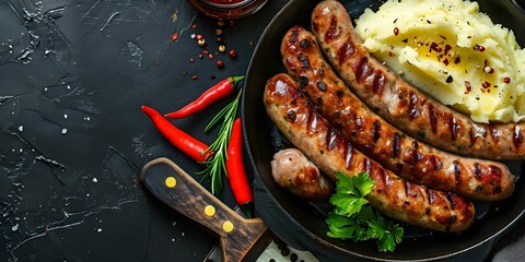 Sticker - Savory sausages paired with creamy mashed potatoes. Concept Comfort Food, Sausage Recipes, Potato Dishes, Savory Meals