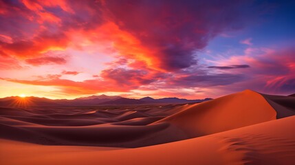 Wall Mural - Dunes in the desert at sunset. Panoramic view.