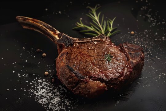 Savory Steak on Black Background for Restaurant Promotions Generative AI
