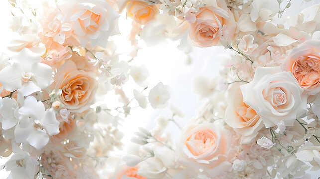 floral arch composition for a wedding birthday on a white background texture : Generative AI