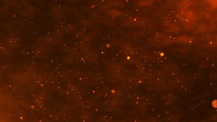 Poster - Abstract bokeh particles float slowly in the air on a dark background. Futuristic dot wave. Background of particle movement in dark clouds. Clouds in the sky. 3D rendering. 4k animation