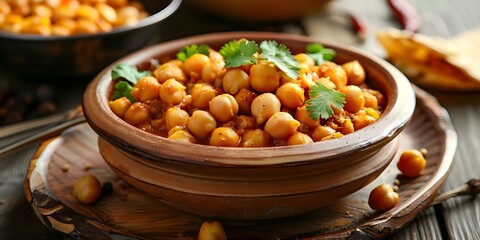 Poster - Authentic Indian Recipe Chole Masala - Chickpeas Infused with Aromatic Spices. Concept Indian Cooking, Vegetarian Dish, Spicy Flavors, Traditional Recipes, Flavorful Vegetarian Dish