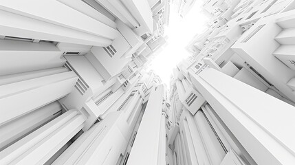 Poster - White architectural minimalism background or screensaver. Future urbanistic theme. Top view. AI generative.