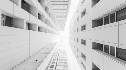 Poster - White architectural minimalism background or screensaver. Future urbanistic theme. Top view. AI generative.