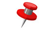 © Rudsaphon - Close-up of a red push pin on a white background, commonly used for office, school, and home bulletin boards or maps.
