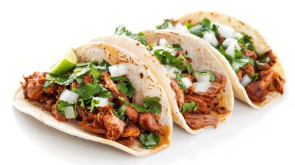 mexican cuisine delight savory tacos al pastor on a clean white background food photography