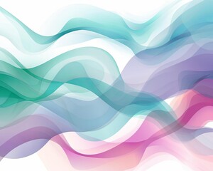 Poster - Abstract Waves in Pastel Colors - Teal, Purple, Pink