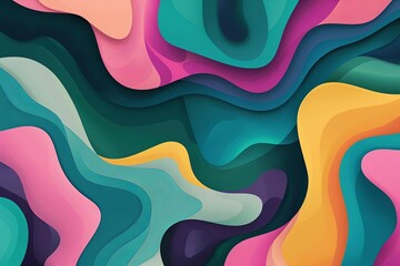 Poster - Vibrant Abstract Fluid Art in Teal and Pink