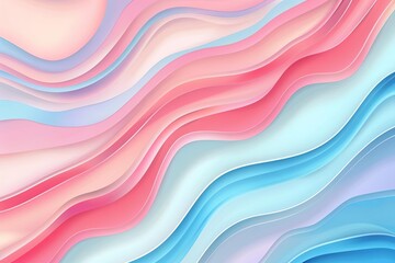 Poster - Abstract Wavy Background with Pastel Pink and Blue Hues
