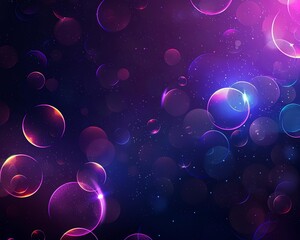 Poster - Abstract Dark Purple and Blue Bokeh Bubble Background