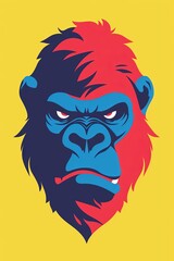 Poster - Vibrant Gorilla Illustration with Yellow Background
