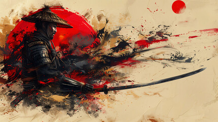 Wall Mural - Illustration Samurai abstract artwork background