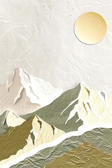 Canvas Print - A mountain range with a sun in the sky