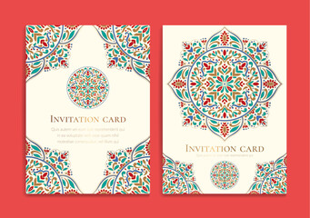 Canvas Print - Luxury invitation card design with vector mandala pattern. Vintage ornament template. Can be used for background and wallpaper. Elegant and classic vector elements great for decoration.