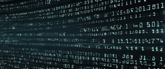 an abstract digital background with binary code and ai algorithms running in the background