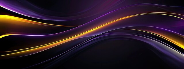 Wall Mural - Black and purple modern abstract background with yellow glowing movement and high-speed light effect