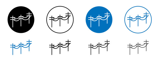 Wall Mural - Utility pole vector icon set in black and blue color.