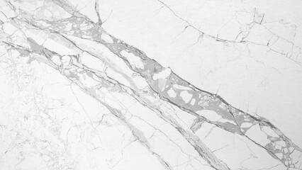 Leinwandbilder - A white marble slab with a crack in it. The crack is long and extends from the top to the bottom of the slab
